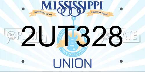 2UT328 Mississippi License Plate