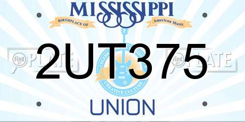 2UT375 Mississippi License Plate