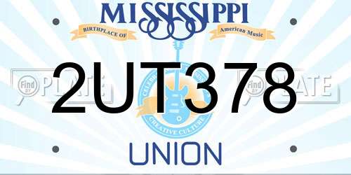 2UT378 Mississippi License Plate