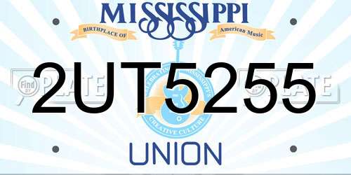 2UT5255 Mississippi License Plate