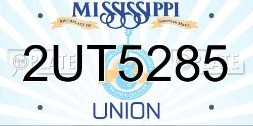 2UT5285 Mississippi License Plate