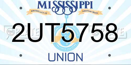 2UT5758 Mississippi License Plate