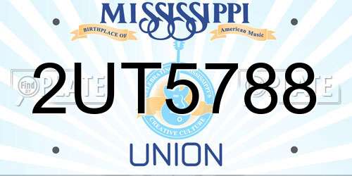 2UT5788 Mississippi License Plate