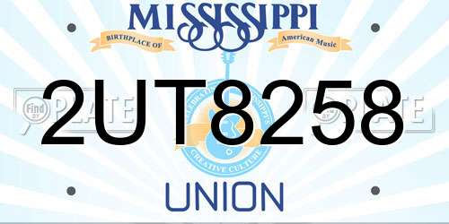 2UT8258 Mississippi License Plate