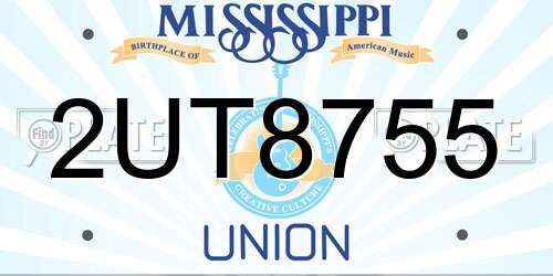 2UT8755 Mississippi License Plate