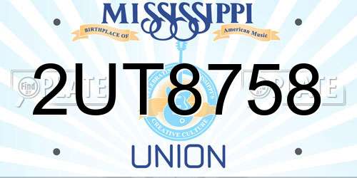 2UT8758 Mississippi License Plate