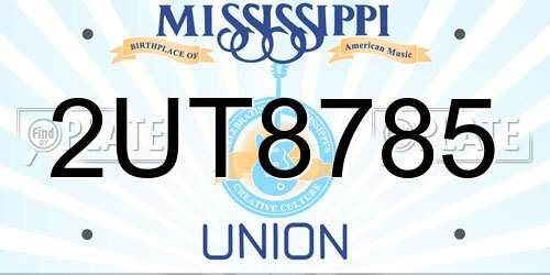 2UT8785 Mississippi License Plate