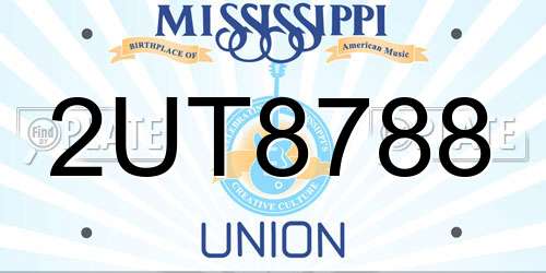 2UT8788 Mississippi License Plate