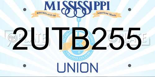 2UTB255 Mississippi License Plate