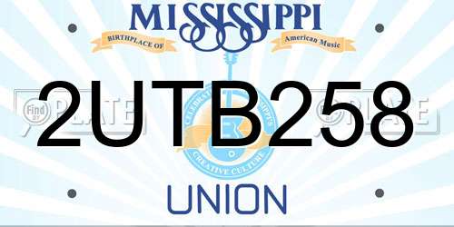 2UTB258 Mississippi License Plate
