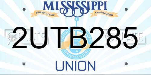 2UTB285 Mississippi License Plate