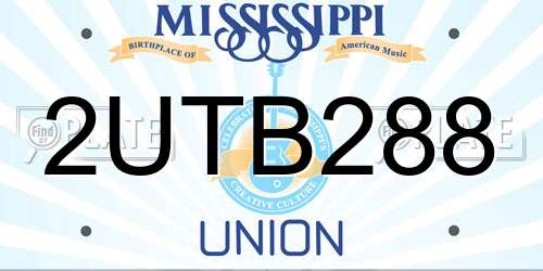 2UTB288 Mississippi License Plate