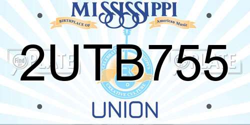 2UTB755 Mississippi License Plate