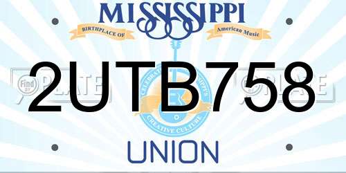 2UTB758 Mississippi License Plate