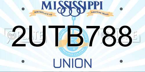 2UTB788 Mississippi License Plate