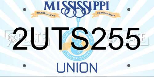 2UTS255 Mississippi License Plate