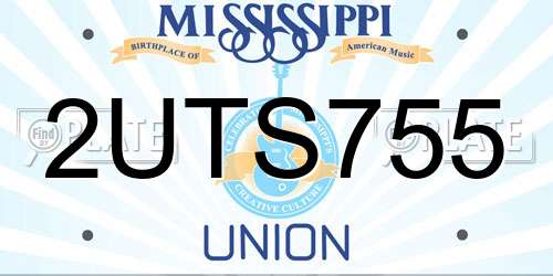 2UTS755 Mississippi License Plate