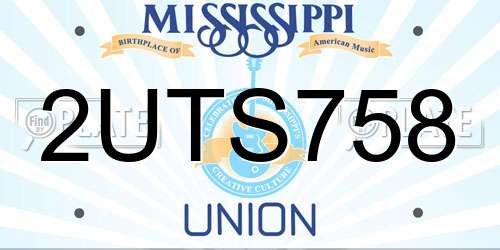 2UTS758 Mississippi License Plate