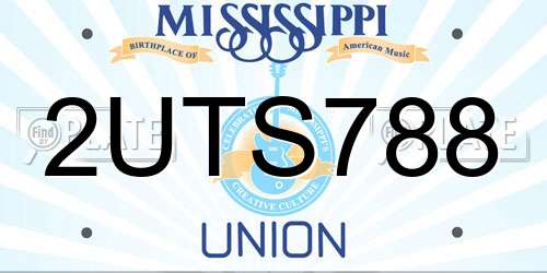2UTS788 Mississippi License Plate