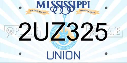 2UZ325 Mississippi License Plate