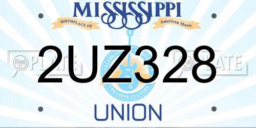 2UZ328 Mississippi License Plate