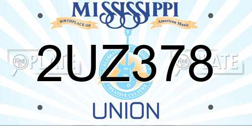 2UZ378 Mississippi License Plate