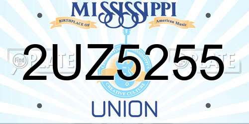 2UZ5255 Mississippi License Plate