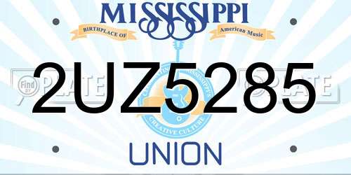 2UZ5285 Mississippi License Plate