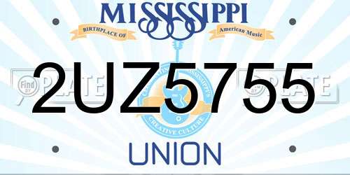 2UZ5755 Mississippi License Plate