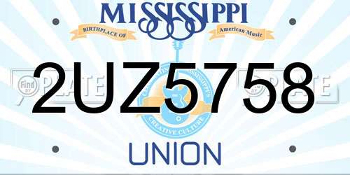 2UZ5758 Mississippi License Plate