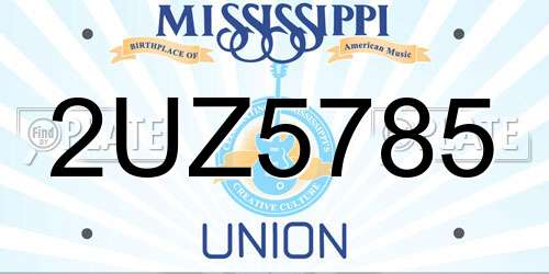 2UZ5785 Mississippi License Plate