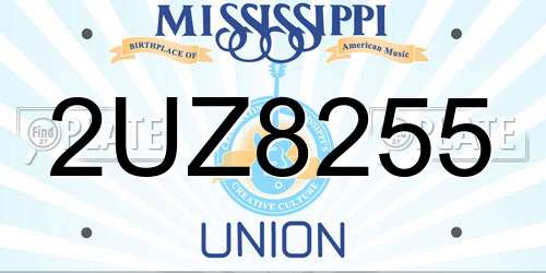 2UZ8255 Mississippi License Plate