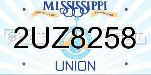 2UZ8258 Mississippi License Plate
