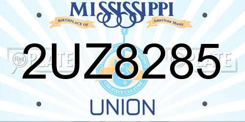 2UZ8285 Mississippi License Plate