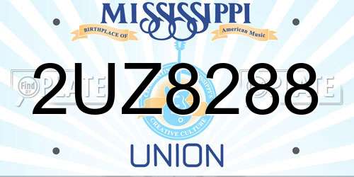 2UZ8288 Mississippi License Plate