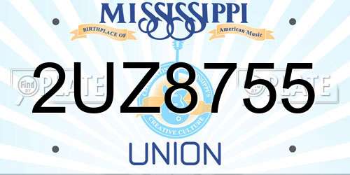 2UZ8755 Mississippi License Plate