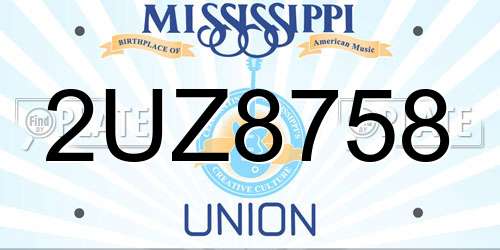 2UZ8758 Mississippi License Plate