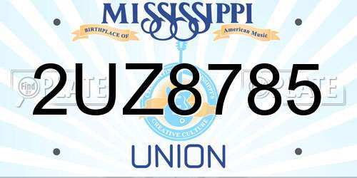 2UZ8785 Mississippi License Plate