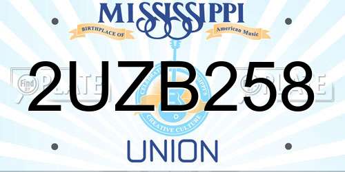 2UZB258 Mississippi License Plate