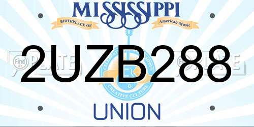 2UZB288 Mississippi License Plate