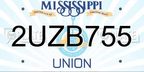 2UZB755 Mississippi License Plate
