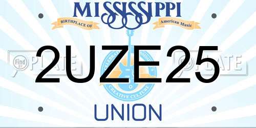 2UZE25 Mississippi License Plate