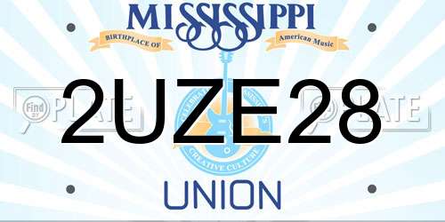 2UZE28 Mississippi License Plate