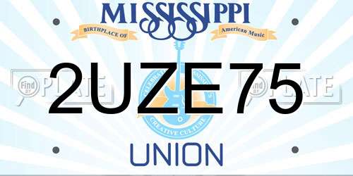 2UZE75 Mississippi License Plate