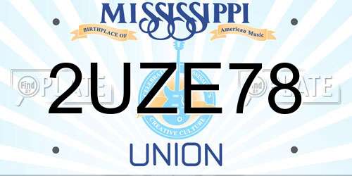 2UZE78 Mississippi License Plate