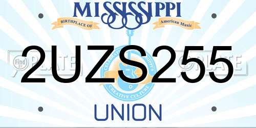 2UZS255 Mississippi License Plate