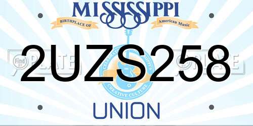 2UZS258 Mississippi License Plate