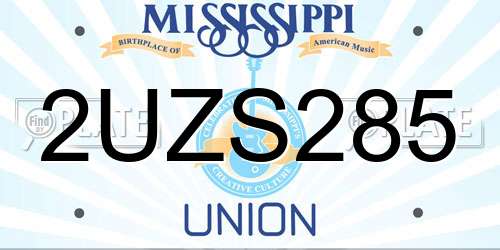 2UZS285 Mississippi License Plate