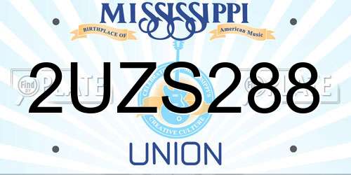 2UZS288 Mississippi License Plate
