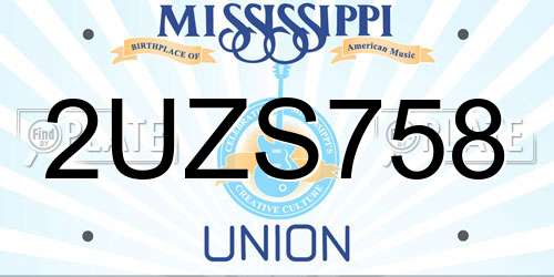 2UZS758 Mississippi License Plate